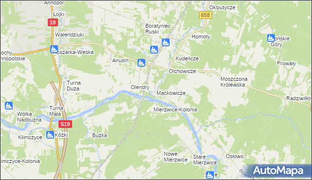 mapa Maćkowicze, Maćkowicze na mapie Targeo