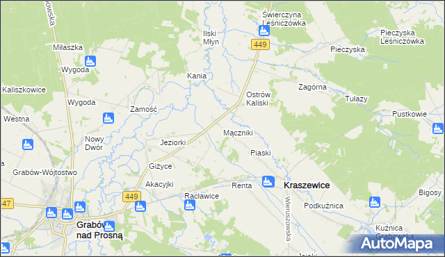 mapa Mączniki gmina Kraszewice, Mączniki gmina Kraszewice na mapie Targeo