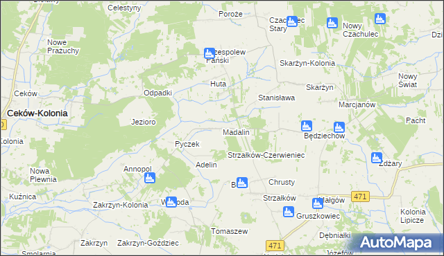 mapa Madalin gmina Lisków, Madalin gmina Lisków na mapie Targeo