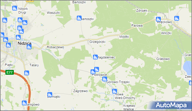 mapa Magdaleniec gmina Nidzica, Magdaleniec gmina Nidzica na mapie Targeo
