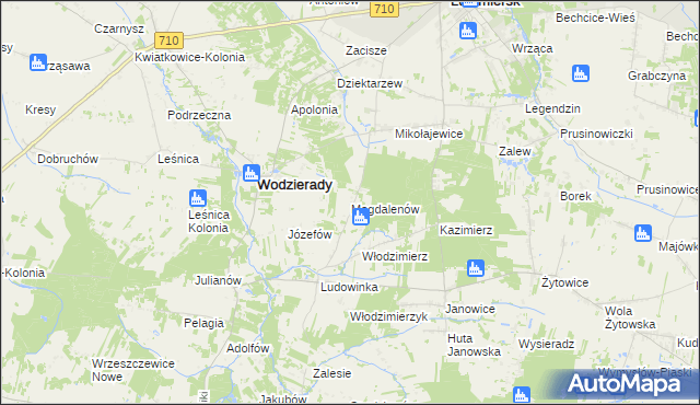 mapa Magdalenów gmina Wodzierady, Magdalenów gmina Wodzierady na mapie Targeo