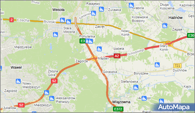 mapa Majdan gmina Wiązowna, Majdan gmina Wiązowna na mapie Targeo