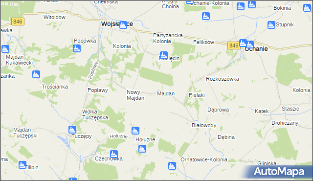 mapa Majdan gmina Wojsławice, Majdan gmina Wojsławice na mapie Targeo