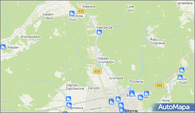 mapa Majdan Gromadzki, Majdan Gromadzki na mapie Targeo