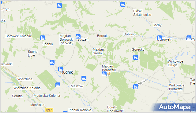 mapa Majdan Kobylański, Majdan Kobylański na mapie Targeo