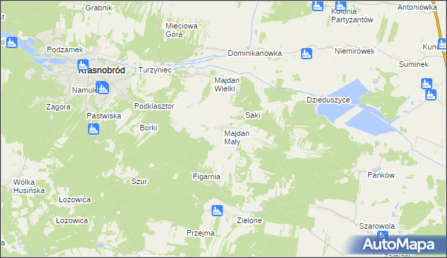 mapa Majdan Mały, Majdan Mały na mapie Targeo