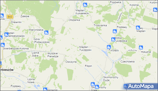 mapa Majdan Tuczępski, Majdan Tuczępski na mapie Targeo