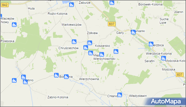 mapa Majdan Wierzchowiński, Majdan Wierzchowiński na mapie Targeo