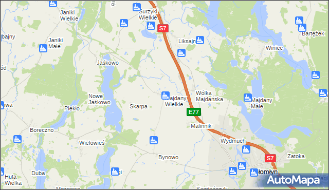 mapa Majdany Wielkie, Majdany Wielkie na mapie Targeo