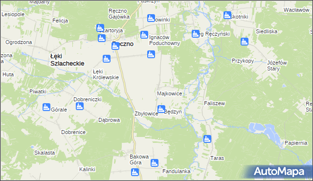 mapa Majkowice gmina Ręczno, Majkowice gmina Ręczno na mapie Targeo