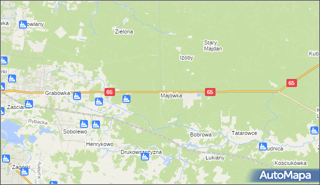 mapa Majówka gmina Supraśl, Majówka gmina Supraśl na mapie Targeo