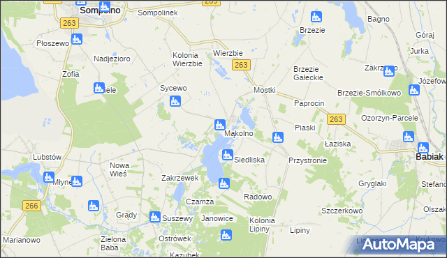 mapa Mąkolno gmina Sompolno, Mąkolno gmina Sompolno na mapie Targeo