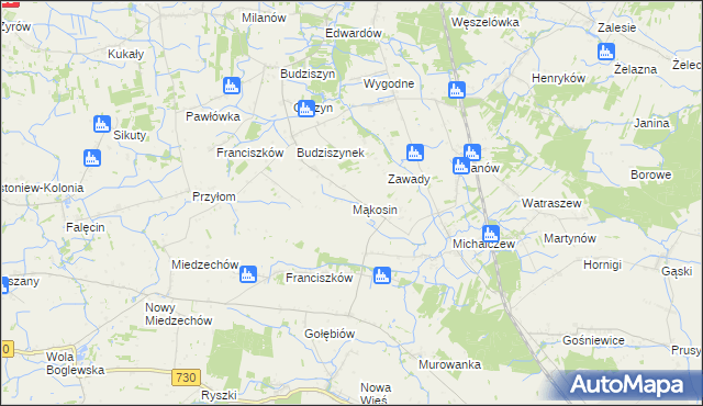 mapa Mąkosin, Mąkosin na mapie Targeo