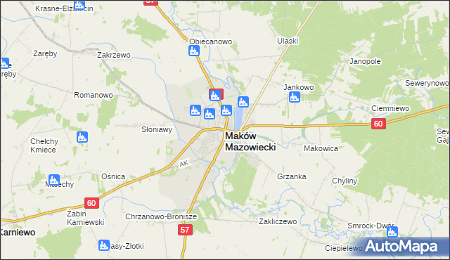 mapa Maków Mazowiecki, Maków Mazowiecki na mapie Targeo