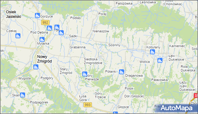 mapa Makowiska gmina Nowy Żmigród, Makowiska gmina Nowy Żmigród na mapie Targeo