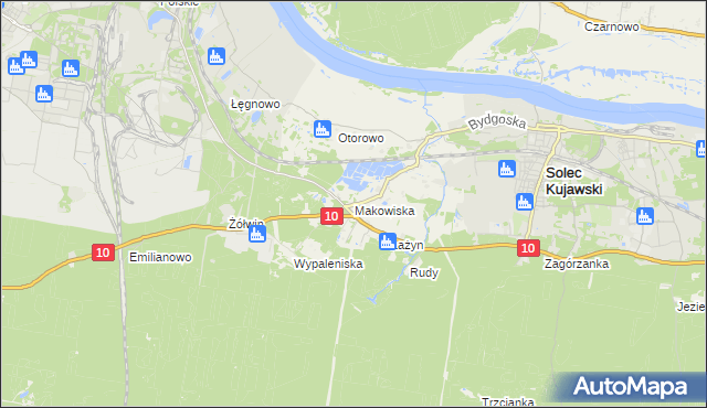 mapa Makowiska gmina Solec Kujawski, Makowiska gmina Solec Kujawski na mapie Targeo