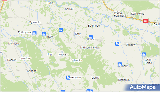 mapa Maksymilianów gmina Korytnica, Maksymilianów gmina Korytnica na mapie Targeo