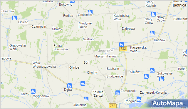 mapa Maksymilianów gmina Przytyk, Maksymilianów gmina Przytyk na mapie Targeo