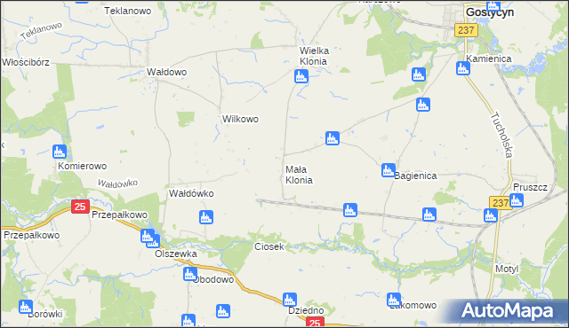 mapa Mała Klonia gmina Gostycyn, Mała Klonia gmina Gostycyn na mapie Targeo