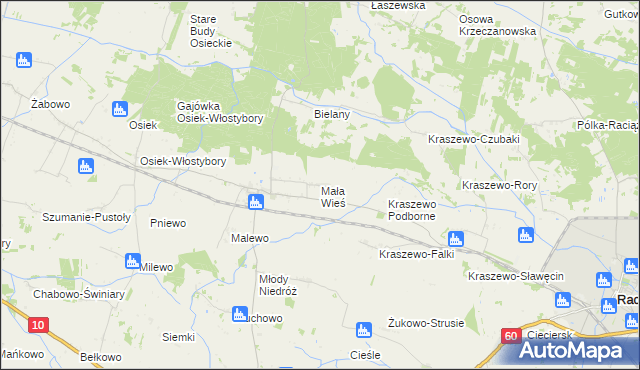 mapa Mała Wieś gmina Raciąż, Mała Wieś gmina Raciąż na mapie Targeo