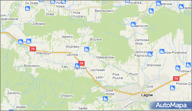 mapa Małacentów, Małacentów na mapie Targeo