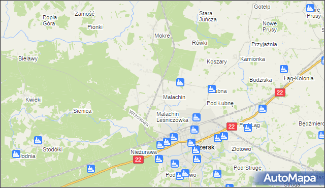 mapa Malachin, Malachin na mapie Targeo