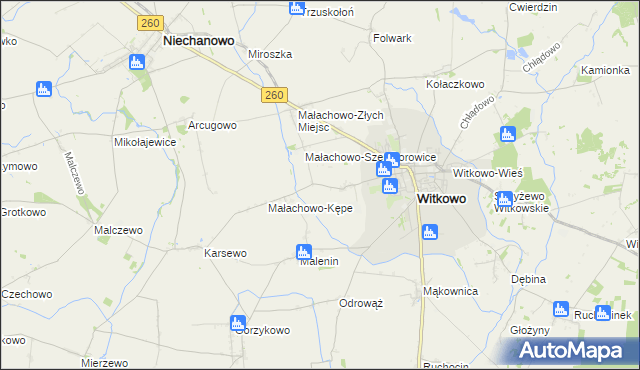 mapa Małachowo-Wierzbiczany, Małachowo-Wierzbiczany na mapie Targeo