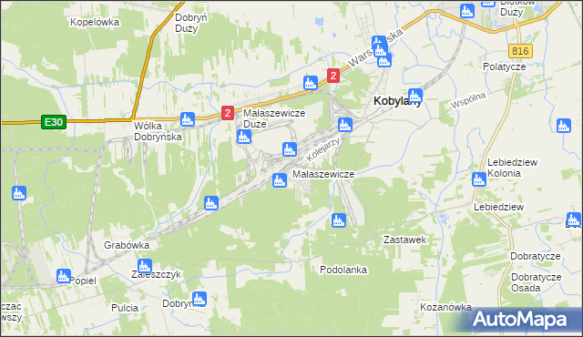 mapa Małaszewicze, Małaszewicze na mapie Targeo