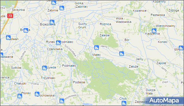 mapa Małec, Małec na mapie Targeo