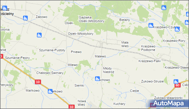 mapa Malewo gmina Raciąż, Malewo gmina Raciąż na mapie Targeo