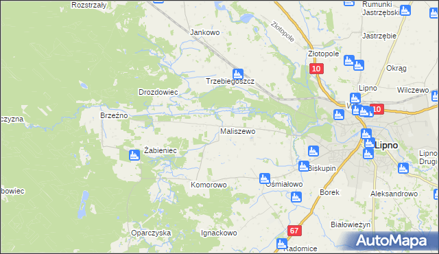 mapa Maliszewo, Maliszewo na mapie Targeo