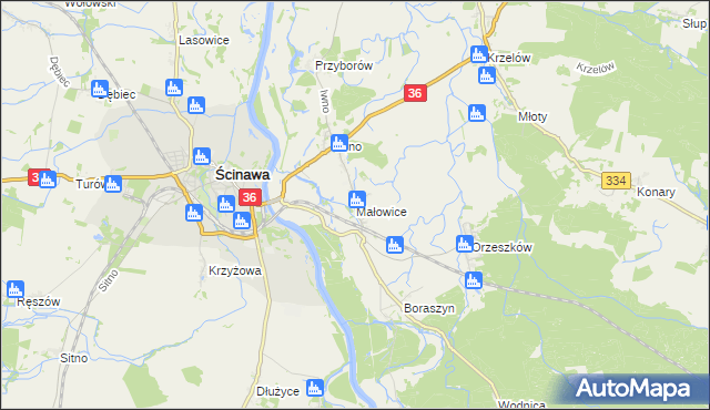 mapa Małowice, Małowice na mapie Targeo