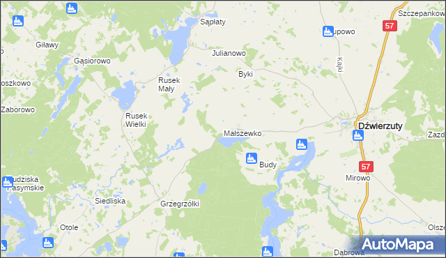 mapa Małszewko, Małszewko na mapie Targeo