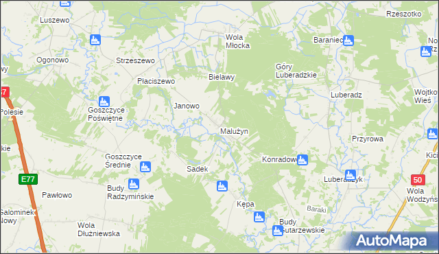 mapa Malużyn, Malużyn na mapie Targeo