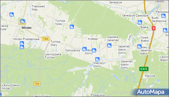 mapa Małyszyn Górny, Małyszyn Górny na mapie Targeo