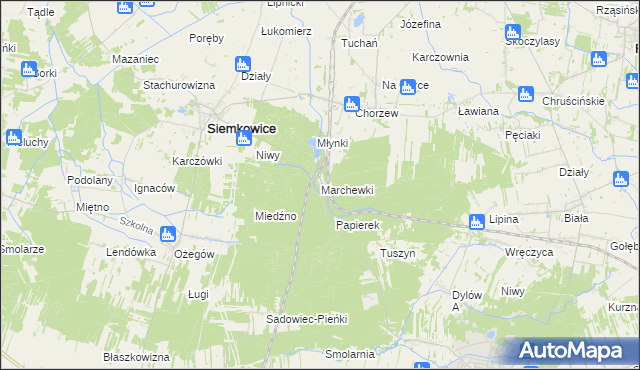 mapa Marchewki gmina Siemkowice, Marchewki gmina Siemkowice na mapie Targeo