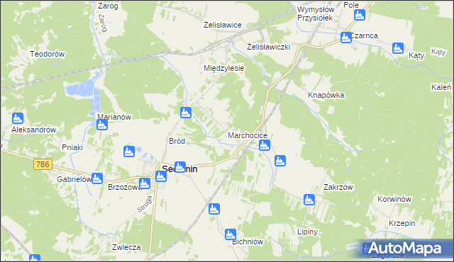 mapa Marchocice gmina Secemin, Marchocice gmina Secemin na mapie Targeo