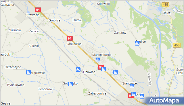 mapa Marcinkowice gmina Oława, Marcinkowice gmina Oława na mapie Targeo