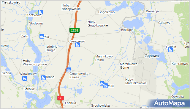 mapa Marcinkowo Dolne, Marcinkowo Dolne na mapie Targeo