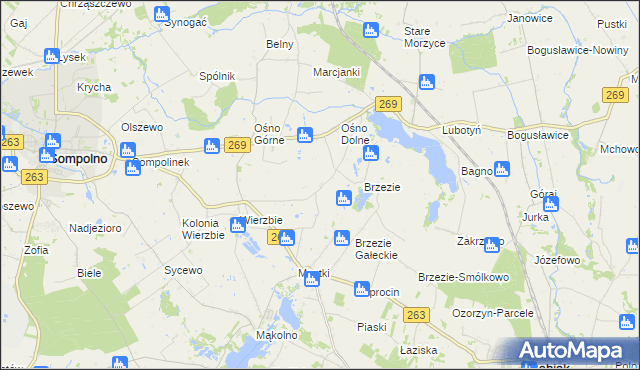 mapa Marcinkowo gmina Sompolno, Marcinkowo gmina Sompolno na mapie Targeo