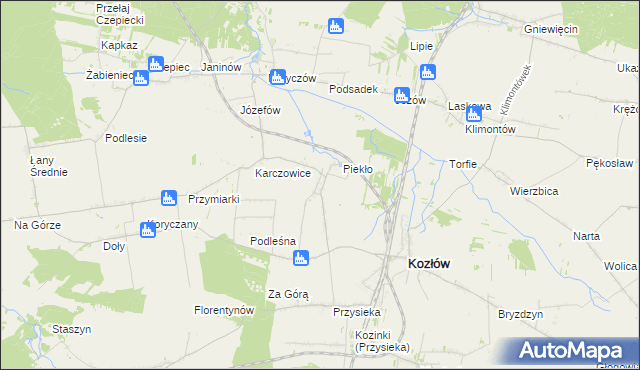 mapa Marcinowice gmina Kozłów, Marcinowice gmina Kozłów na mapie Targeo