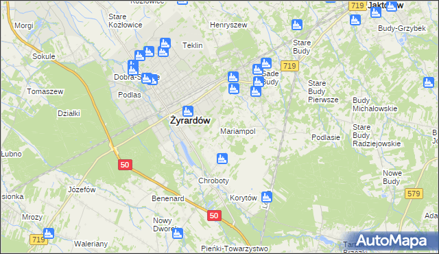 mapa Mariampol gmina Jaktorów, Mariampol gmina Jaktorów na mapie Targeo