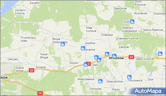 mapa Marianka gmina Mniszków, Marianka gmina Mniszków na mapie Targeo