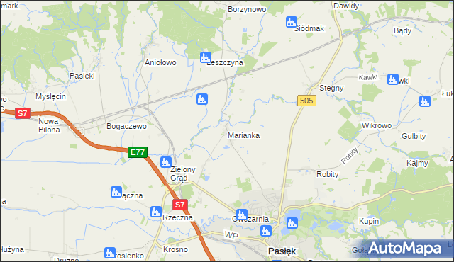 mapa Marianka gmina Pasłęk, Marianka gmina Pasłęk na mapie Targeo