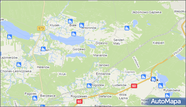 mapa Marianów gmina Gostynin, Marianów gmina Gostynin na mapie Targeo