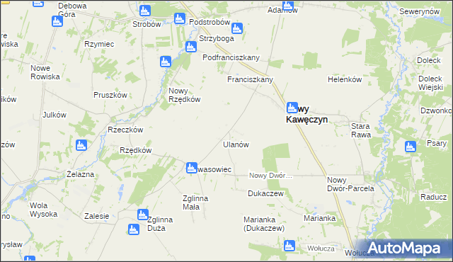 mapa Marianów gmina Nowy Kawęczyn, Marianów gmina Nowy Kawęczyn na mapie Targeo