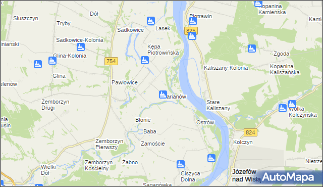 mapa Marianów gmina Solec nad Wisłą, Marianów gmina Solec nad Wisłą na mapie Targeo