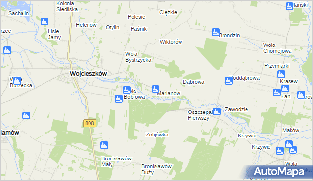 mapa Marianów gmina Wojcieszków, Marianów gmina Wojcieszków na mapie Targeo