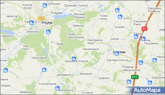 mapa Marianowice, Marianowice na mapie Targeo
