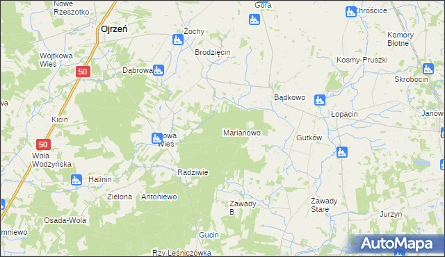 mapa Marianowo gmina Sońsk, Marianowo gmina Sońsk na mapie Targeo
